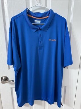 Columbia PFG Men's Polo Shirt - Bright Blue with Orange Accent